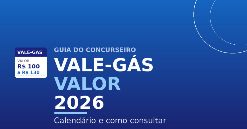 Vale-gás valor 2026 calendário e como consultar
